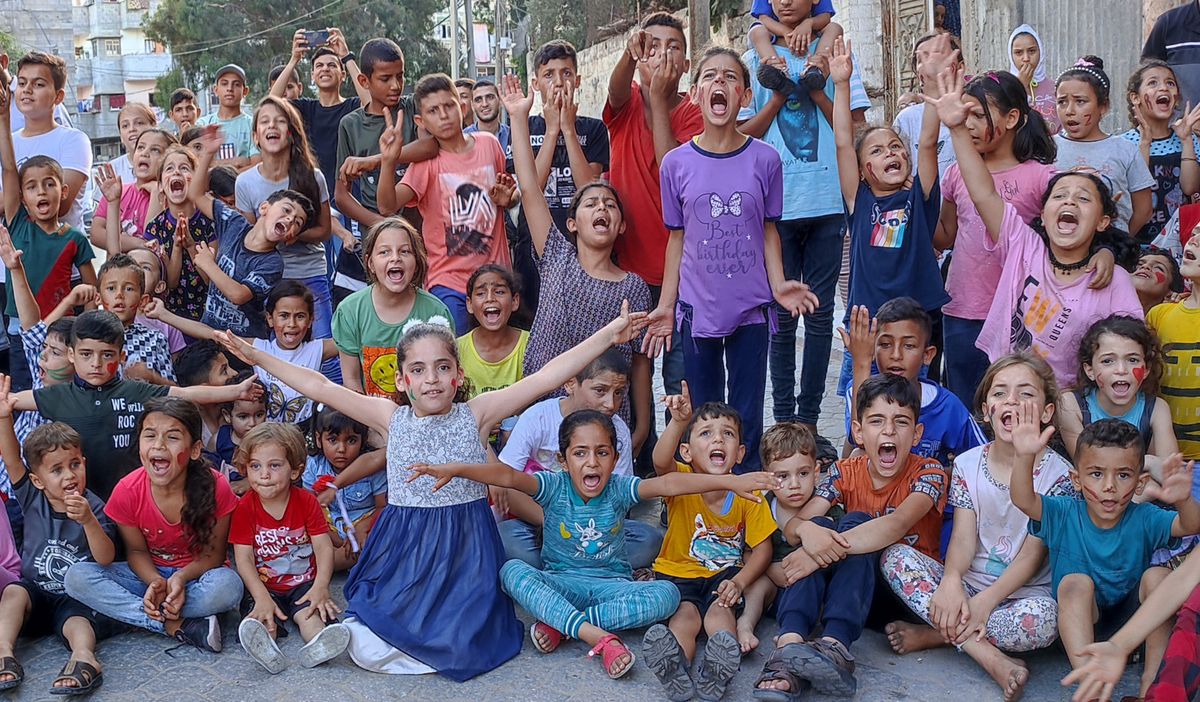 Une des photos de l’exposition «Sourire des enfants de Gaza», présentée à Uni Mail jusqu’à samedi.