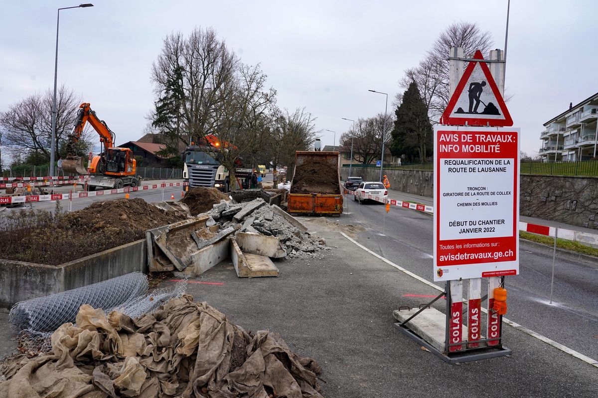 Les grands travaux de requalification de la route de Lausanne à Bellevue ont commencé en janvier 2022. 