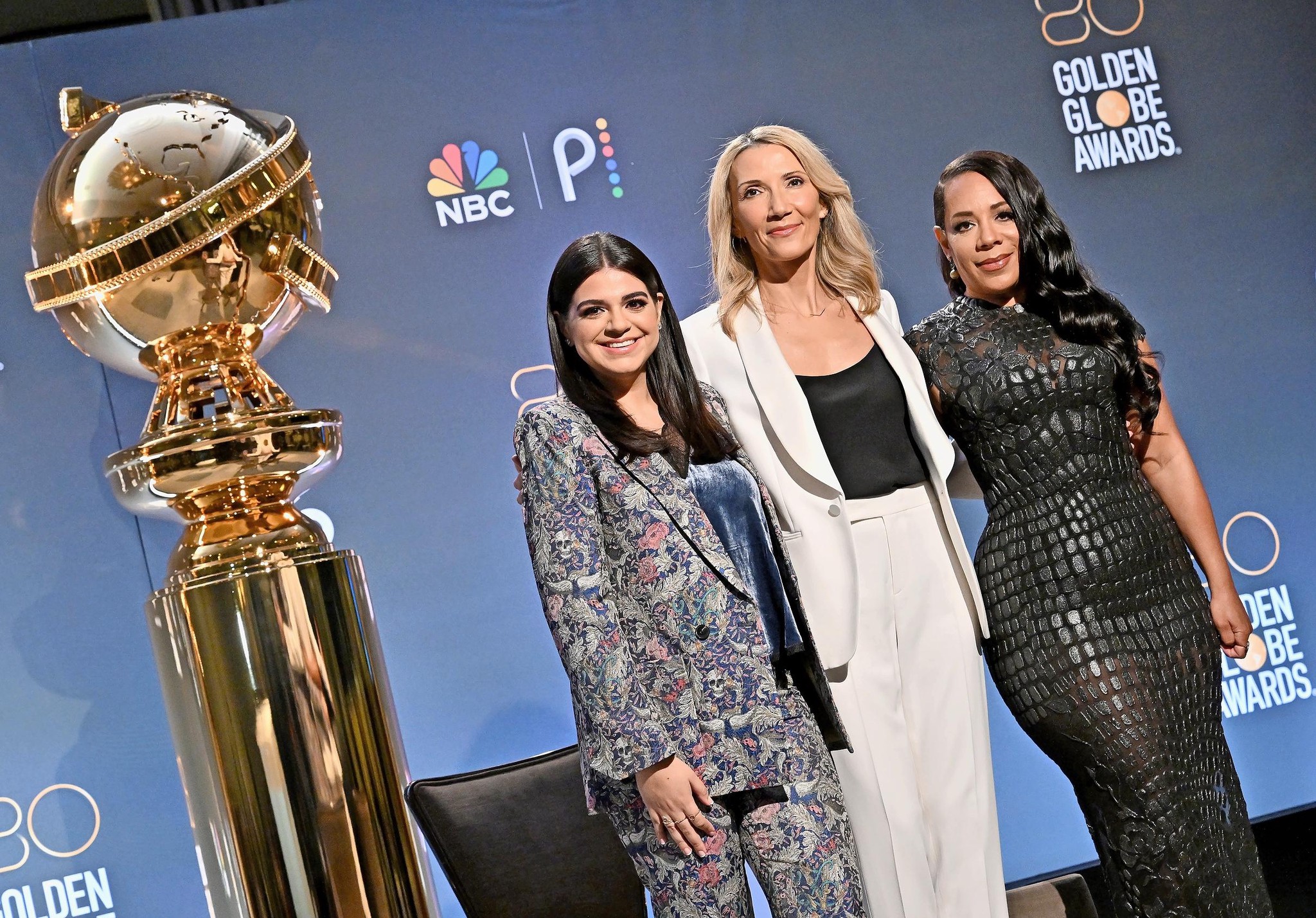 Helen Hoehne (Mitte) ist Präsidentin der Hollywood Foreign Press Association, die seit 1944 die Golden Globes verleiht. Wegen der Vorwürfe strahlte der Sender NBC 2022 die Verleihung nicht aus. Am 10. Januar findet sie nun wieder statt – zum 80. Mal.  