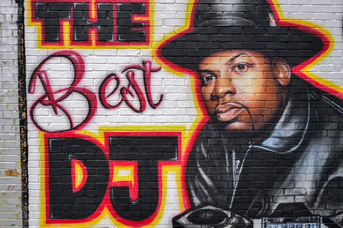 (FILES) A mural paying tribute to late Run-DMC's Jam Master Jay is pictured in the Hollis neighborhood of the Queens borough of New York on January 29, 2024. A US federal jury on February 27. 2024 convicted two men of murdering the famed Run-DMC member Jam Master Jay, a case that had gone unsolved for some two decades. Ronald Washington and Karl Jordan Jr., the alleged shooter, were found guilty on all counts, convicted of murder while engaged in narcotics trafficking and firearms-related murder. (Photo by Charly TRIBALLEAU / AFP)