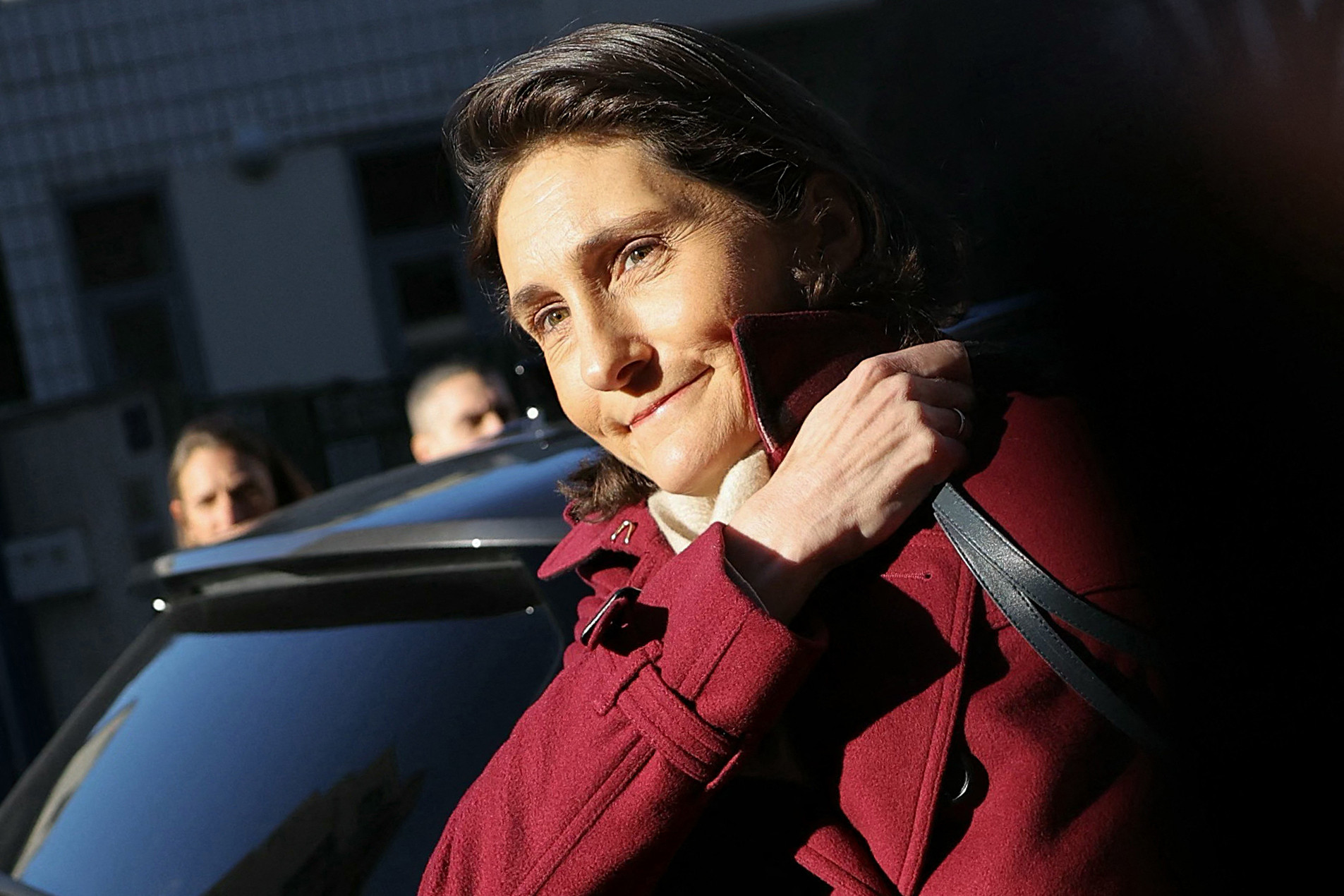 French Minister of Education, Sports, and Olympic Games Amelie Oudea-Castera arrives to take part in a visit of the Littre public school in Paris on January 16, 2024. Amelie Oudea-Castera, at the heart of a controversy surrounding the schooling of her children, visits the Littre public school on January 16, 2024 - from which she withdrew her eldest son to put him in private school - in the hope of putting an end to the Attal government's first crisis. (Photo by Thomas SAMSON / AFP)