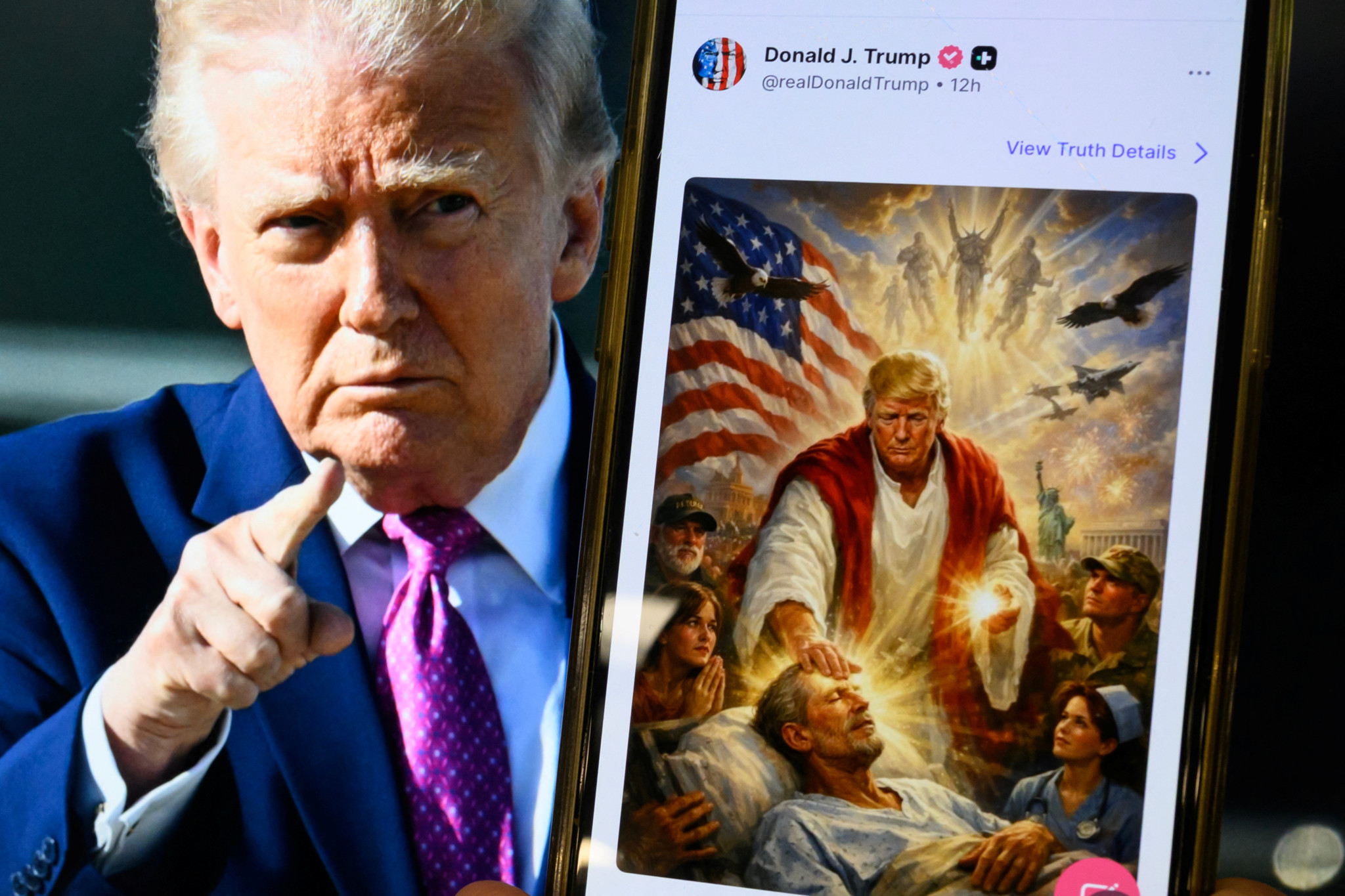 KI-Propaganda aus dem Weissen Haus: Ein Arzt? Ein Rotkreuz-Helfer? Trump erkennt sich selbst nicht als Jesus