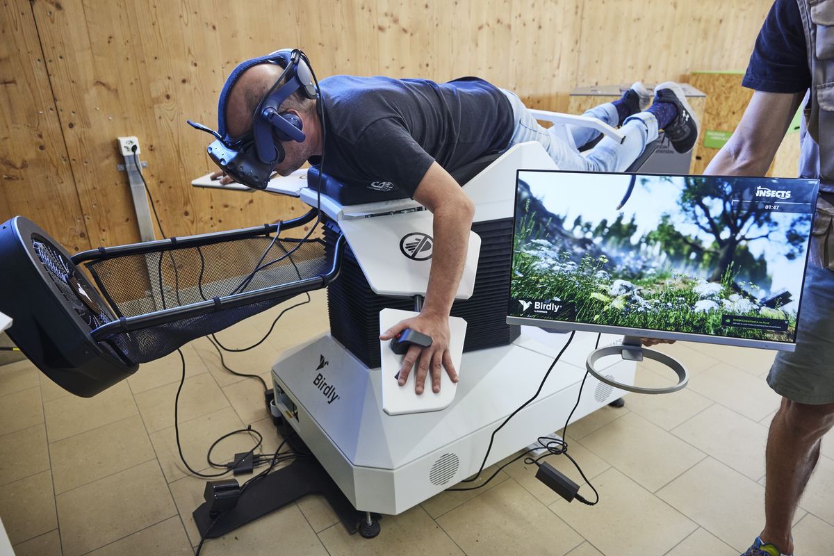 Notre journaliste s’installe avec précision sur ce qui ressemble un peu à une table de massage équipée de plusieurs amortisseurs, et c’est parti pour voler comme un papillon!