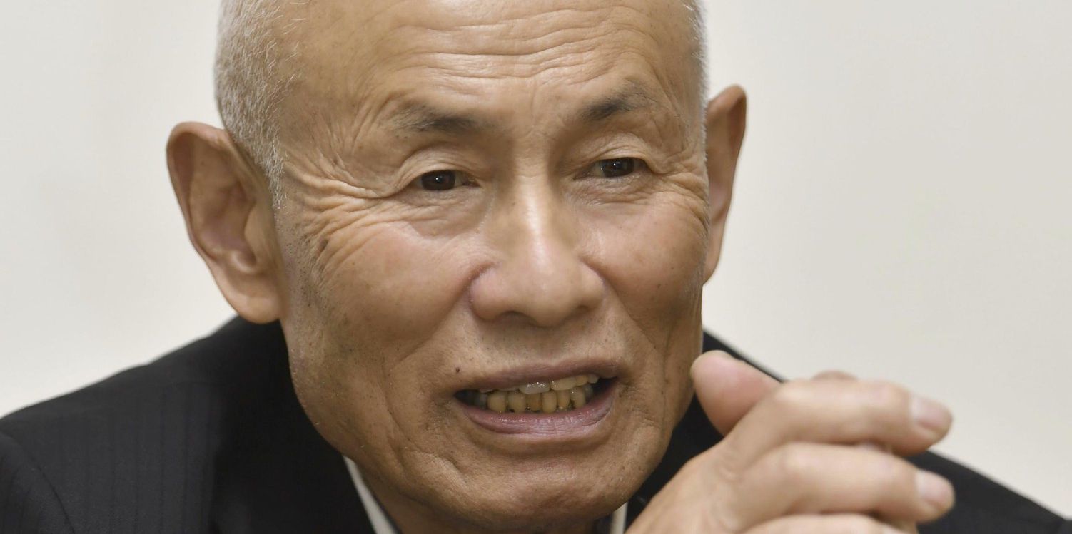 Toshiyuki Mimaki, president of Nihon Hidankyo, or the Japan Confederation of A- and H-Bomb Sufferers Organizations, speaks to media members in Hiroshima, Japan, June 9, 2022. Ninon Hidankyo has been awarded the 2024 Nobel Peace Prize. (Kyodo News via AP)