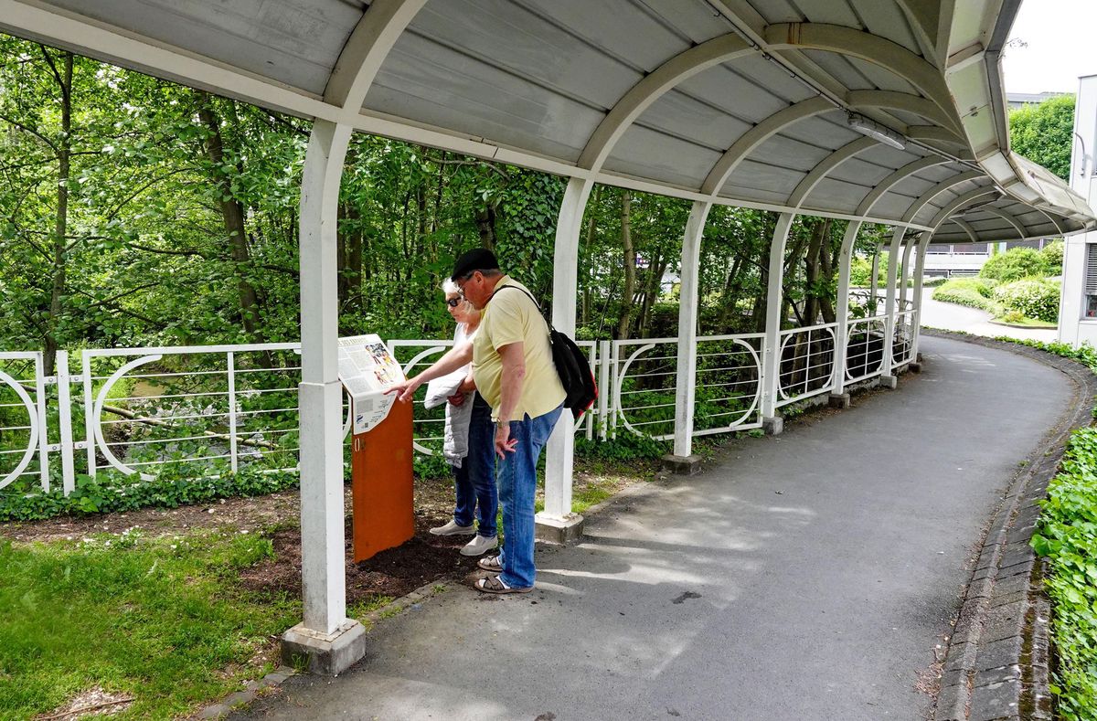 Thonex, le 13/05/2022 - Chemin mémoriel de Thonex : la borne 5, la douane de Moellesulaz. Photo LUCIEN FORTUNATI