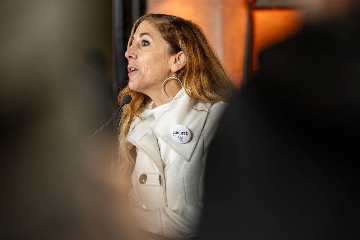 Genève , le 12 novembre 2023. Second tour des élections au Conseil des Etats. 
Chloé Frammery(liste Liberté-Peuple d'abord).
Photo Pierre Albouy/Tribune de Genève