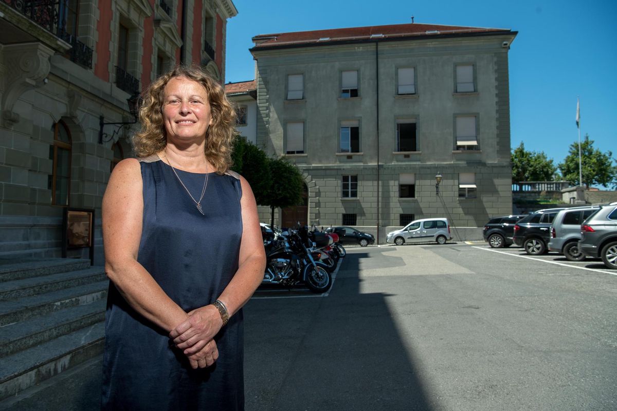 Laurence Cretegny, membre du PLR et Présidente du Grand Conseil vaudois, posait en juin 2018 à Lausanne.