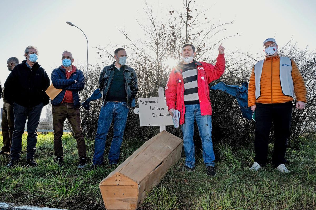 Genève le 25 février 2021. Les syndicats Syna et Unia font un point presse concernant la politique de la tuilerie de Bardonnex.