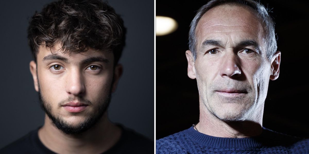 Montage de deux portraits : à gauche, le Youtubeur français Inoxtag, associé au documentaire 'Kaizen Everest', et à droite, une autre personne non identifiée, posant pour une séance photo à Paris.