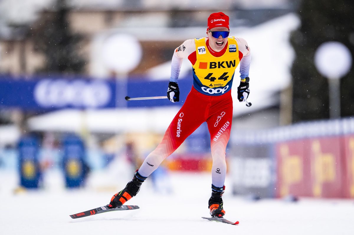 Ilan Pittier en action lors des qualifications du Sprint libre masculin à la Coupe du Monde de ski de fond FIS à Davos, Suisse, le 14 décembre 2024.