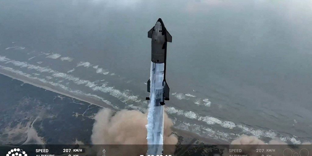 Photo de la fusée Starship au décollage