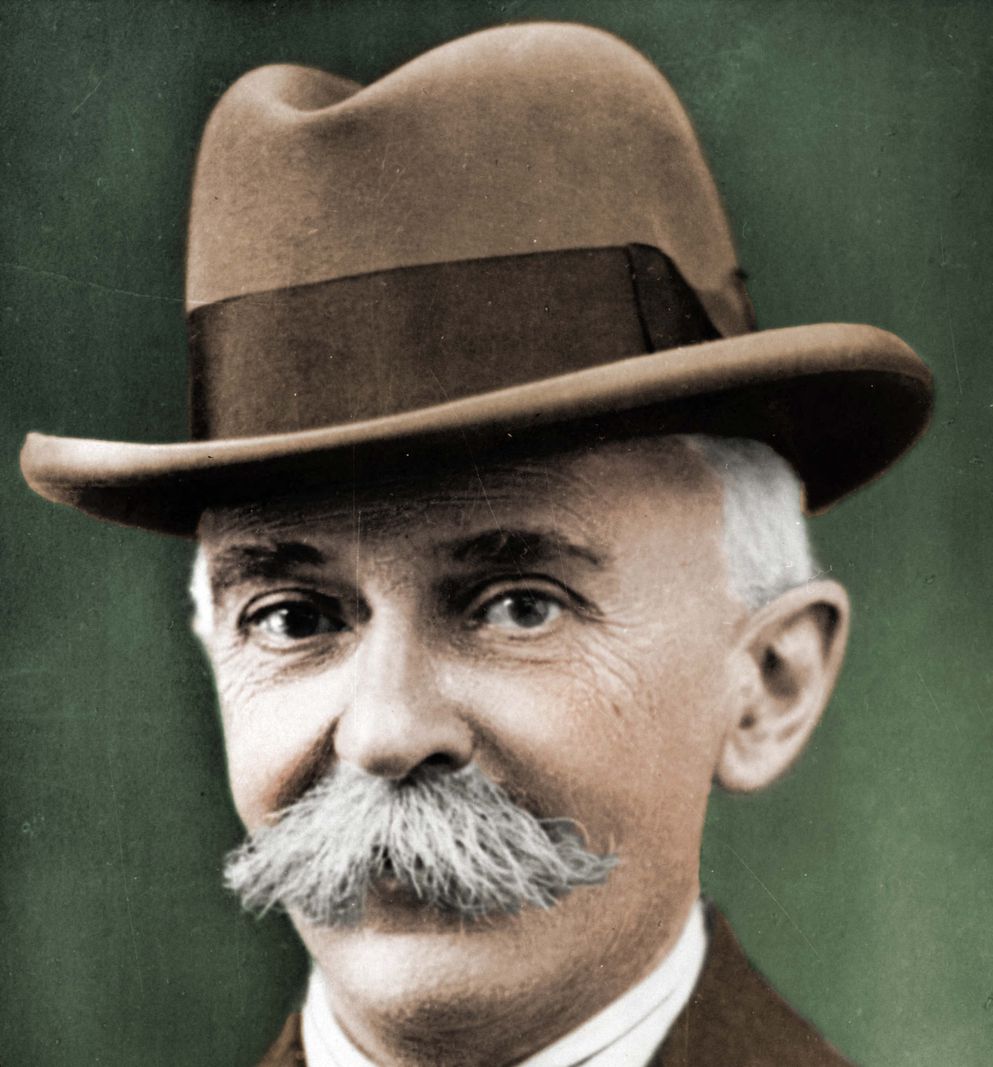 Pierre de Coubertin (1863-1937), éducateur français, rénovateur des jeux Olympiques. Photo colorisée. Pierre de Coubertin (1863-1937), French educator, founder of the modern Olympic Games. France. Colourized photo. (KEYSTONE/ROGER VIOLLET/ALBERT HARLINGUE)
