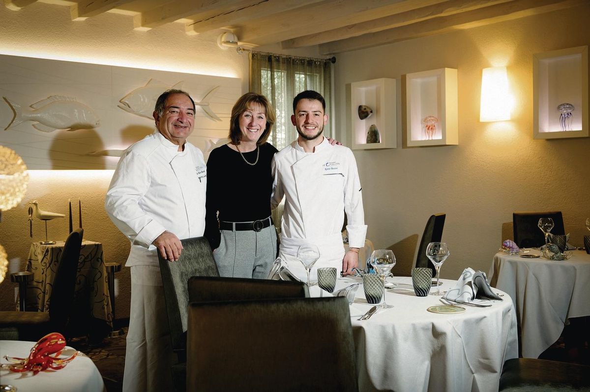 Jean-Marc, Corinne et Robin Bessire au restaurant Le Cigalon à Genève, le 27 novembre 2024.