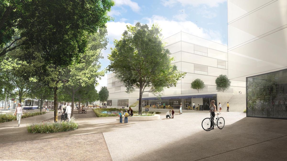 Le quartier sera directement relié au tram. Les bâtiments seront disposés sur trois plateaux distincts.