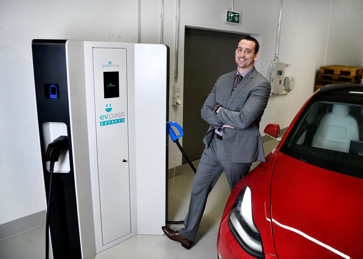 Le Mont sur Lausanne, le 17 janvier 2020. François Randin, directeur de la société Green Motion SA. Les nouvelles bornes de recharge pour voitures électriques de l’entreprise Green Motion connaissent un succès international. 24HEURES/Chantal Dervey
