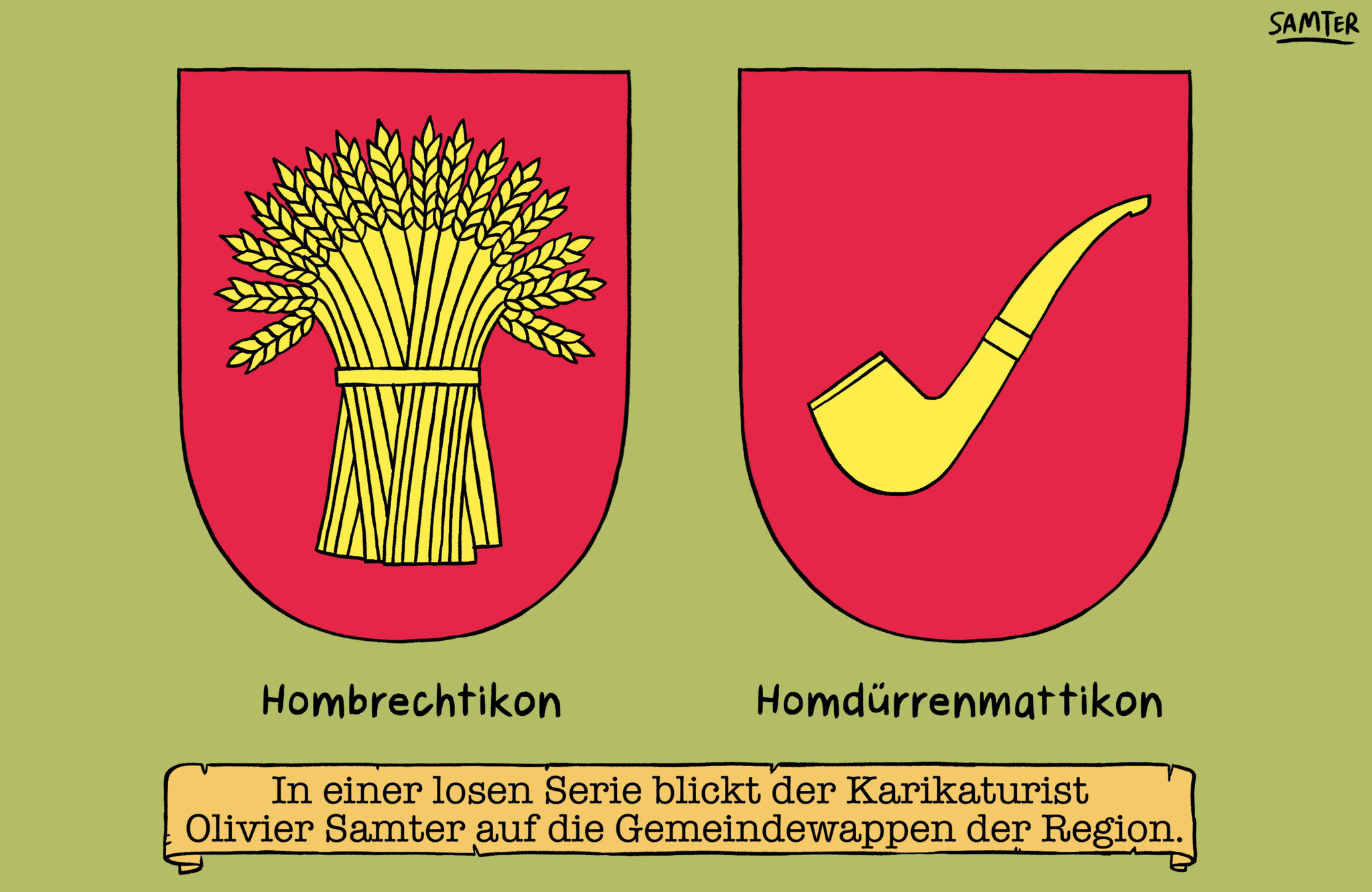 Samter Zürichsee: Die Schlagzeilen der Region als Karikatur
