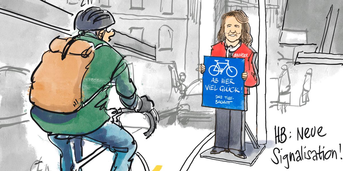 Drei besondere Strassenlampen verhindern wichtigen Veloweg