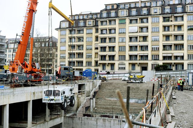 Chantier de la halte de Champel-Hôpital. Photo d'illustration