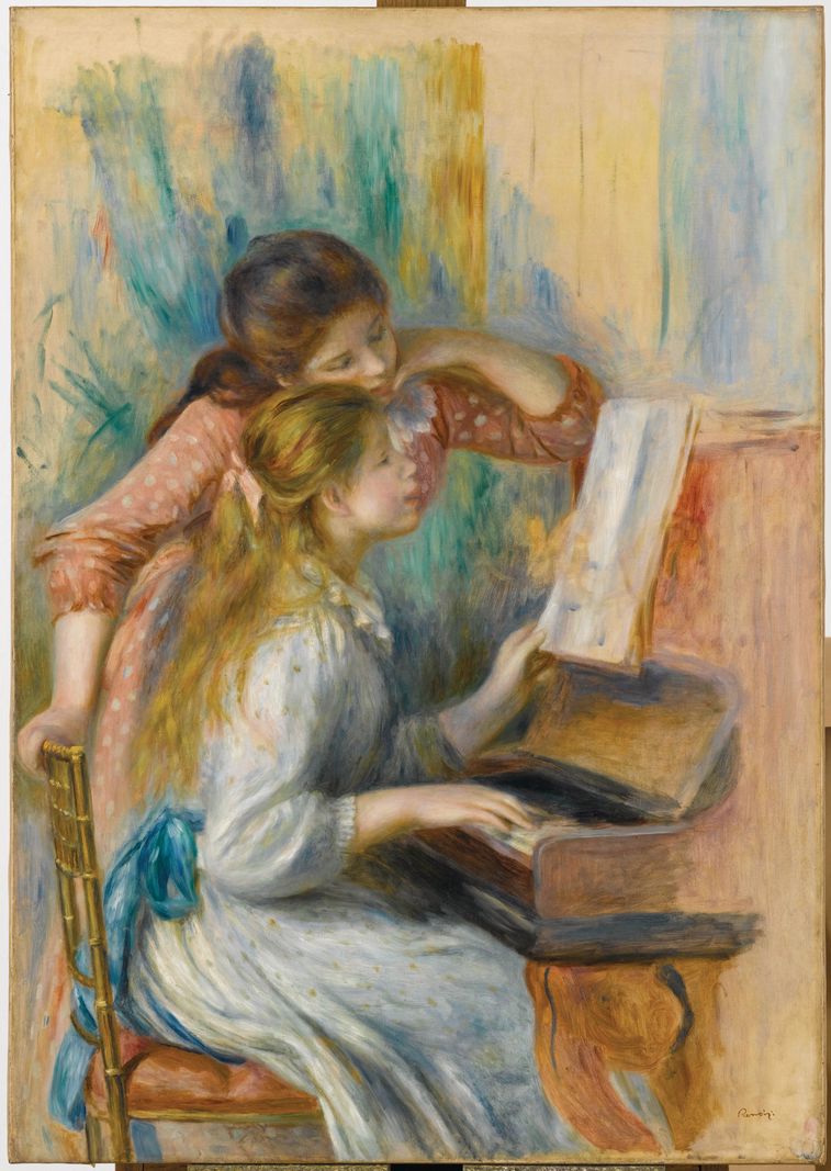 Deux jeunes femmes au piano peinte par Auguste Renoir et à voir dans l'exposition de la Fondation Gianadda à Martigny.
