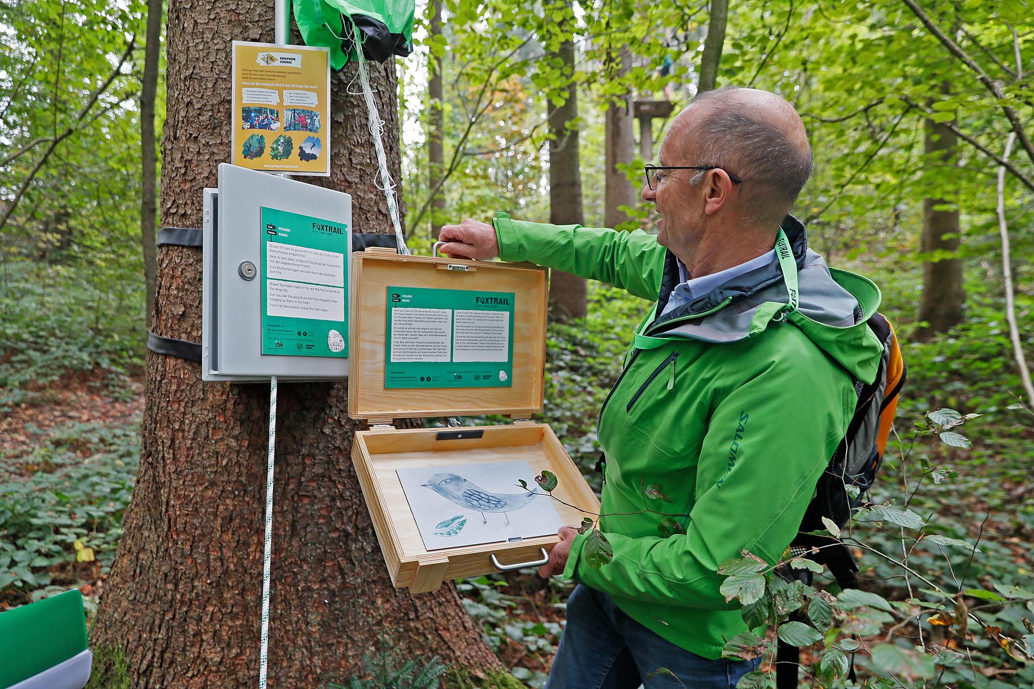 Klotener Stadtpräsident René Huber war bei der Einweihung des Foxtrails dabei.
