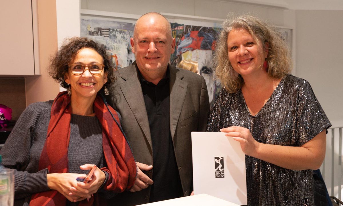 Les trois fondateurs de la galerie Ingy El Telawi, Jean-Christophe Probst et Daniela Clemente.