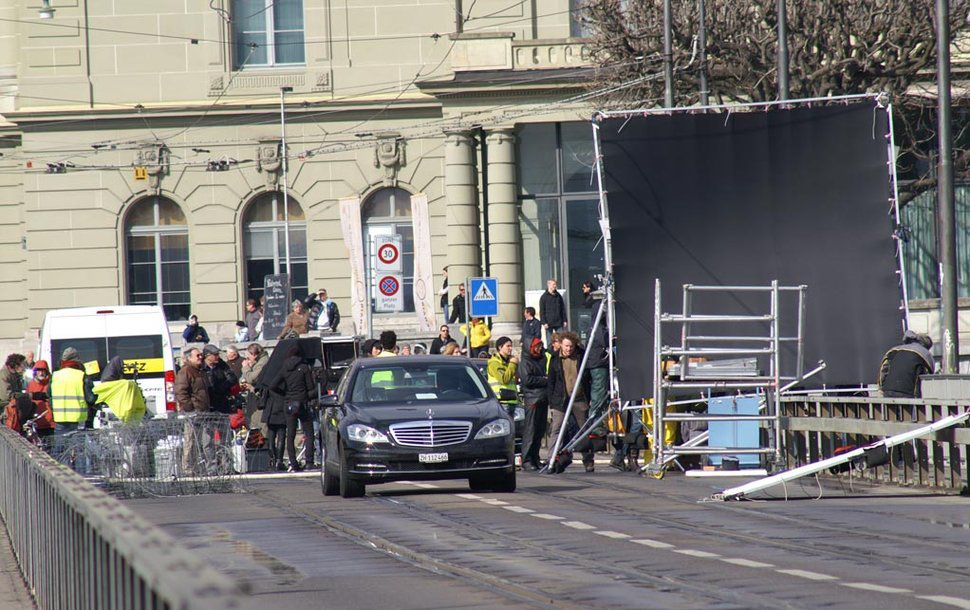 Der Filmdreh auf der Kirchenfeldbrücke.