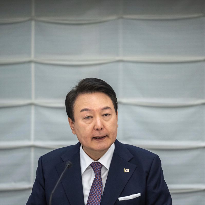 Südkoreas Präsident Yoon Suk Yeol bei einem Treffen mit der Japan Business Federation und südkoreanischen Geschäftsführern in Tokio am 17. März 2023.