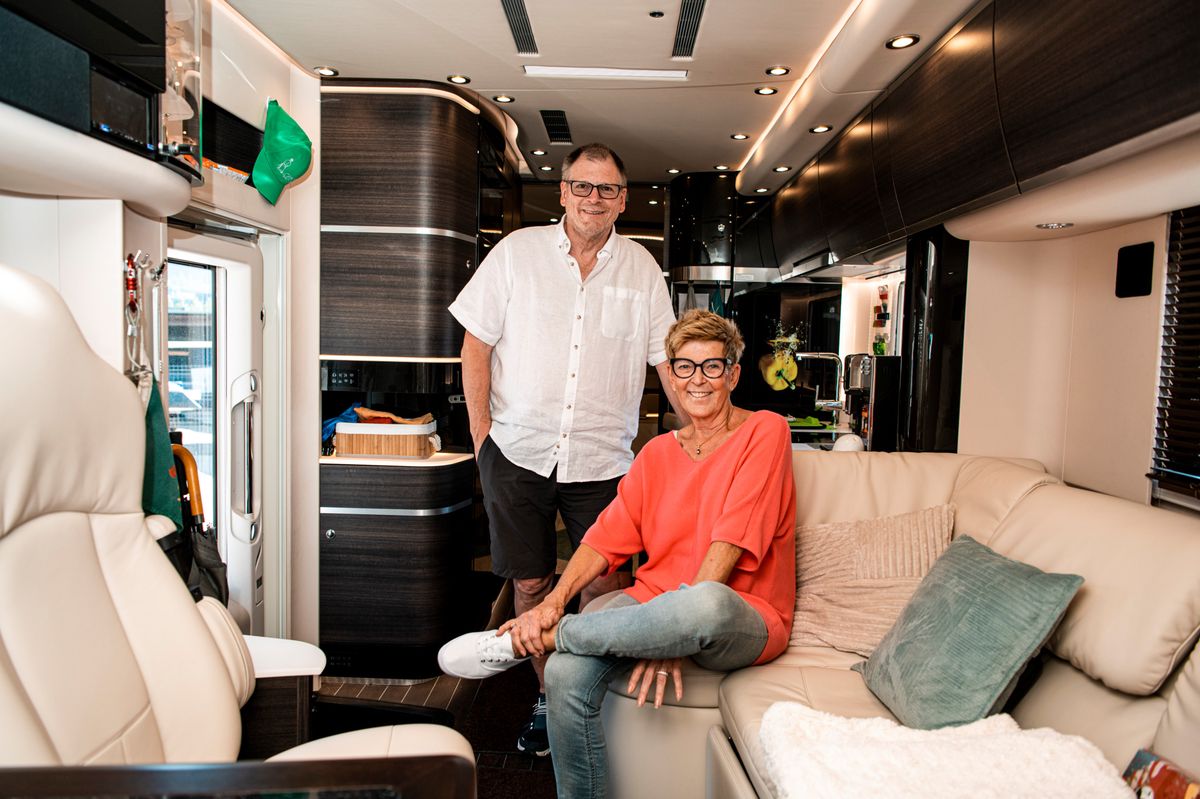 Das Wohmobil von Hans und Trix Heer, am Donnerstag (8.9.2023) in Freienbach. Foto: Thomas Egli