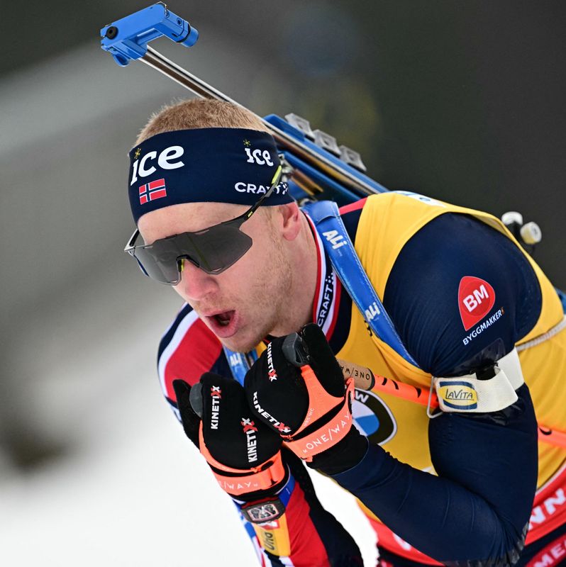 Le Norvégien Johannes Boe, N.1 mondial de biathlon.