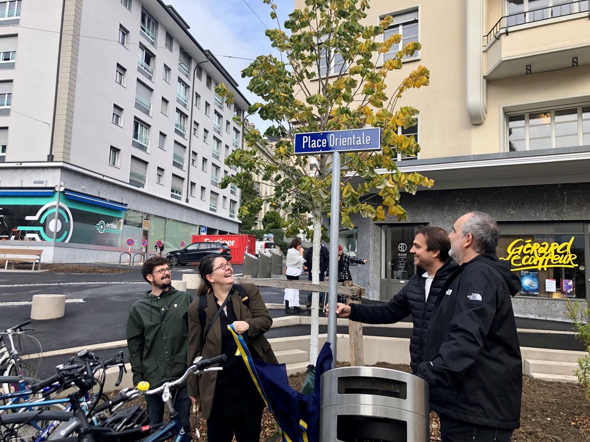 La Municipalité était présente en nombre pour l’inauguration de la plaque. De gauche à droite: Antoine Dormond, Alexandra Melchior, Vincent Imhof et Yvan Luccarini
