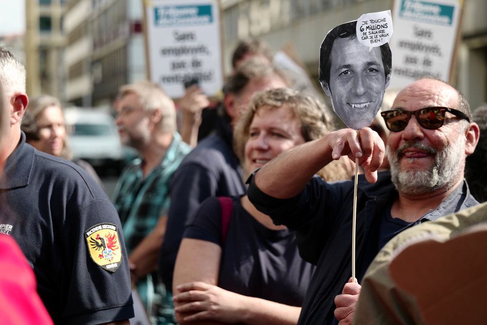 Genève le 27 septembre 2016Manifestation de la Tribune de Genève contre la suppression de 10,5 postes de travail.© steeve iuncker-gomez