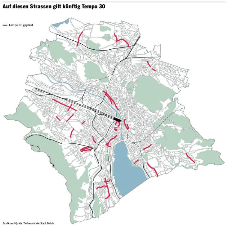 In diesen Zürcher Strassen können Sie bald nur noch Tempo 30 fahren ...