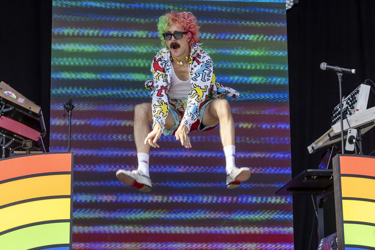 French singer Julien Granel performs on the Vega stage, during the 47th edition of the Paleo Festival in Nyon, Switzerland, Friday, July 26, 2024. The Paleo is an open-air music festival attended above 250'000 spectators over six days and will take place from 23 to 28 July. (KEYSTONE/Salvatore Di Nolfi)