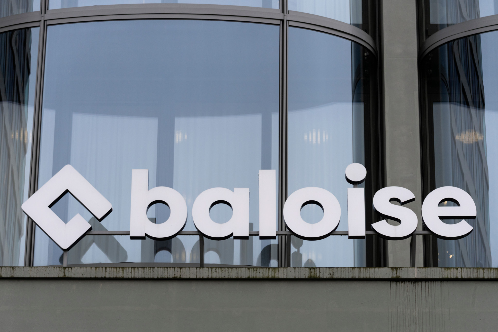 Fassade des Baloise Group Hauptsitzes in Basel mit dem Firmenlogo, aufgenommen am 10. März 2025.