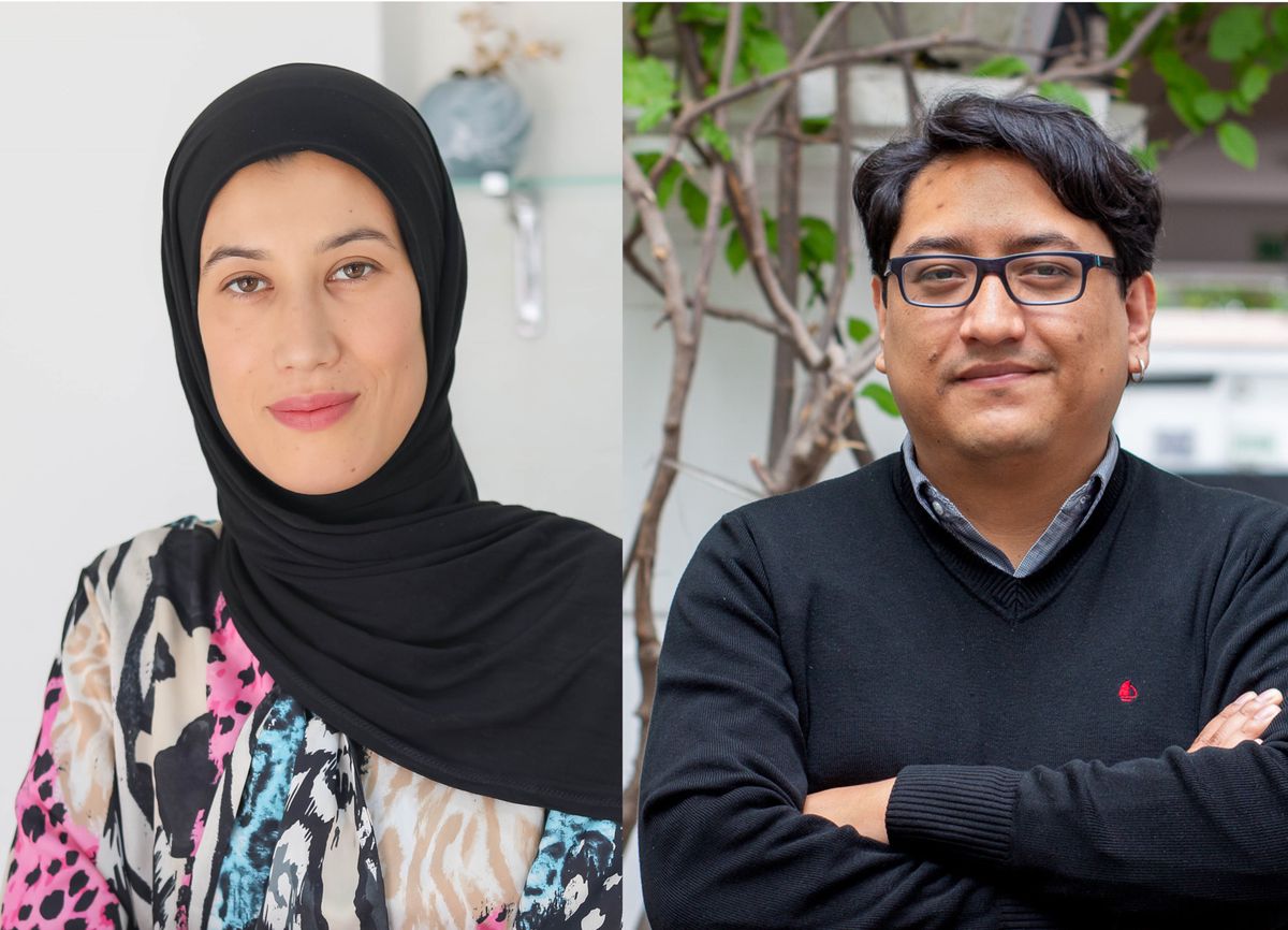 La jeune Tunisienne Rakya Abidi et le Péruvien Paolo Sosa-Villagarcia, les deux premiers lauréats du Prix «Contrat social du XXIe siècle.