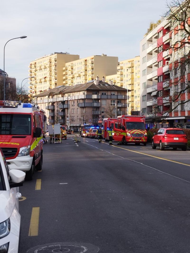 Le déploiement de pompiers était impressionnant ce vendredi à l’aubre à Thonex.