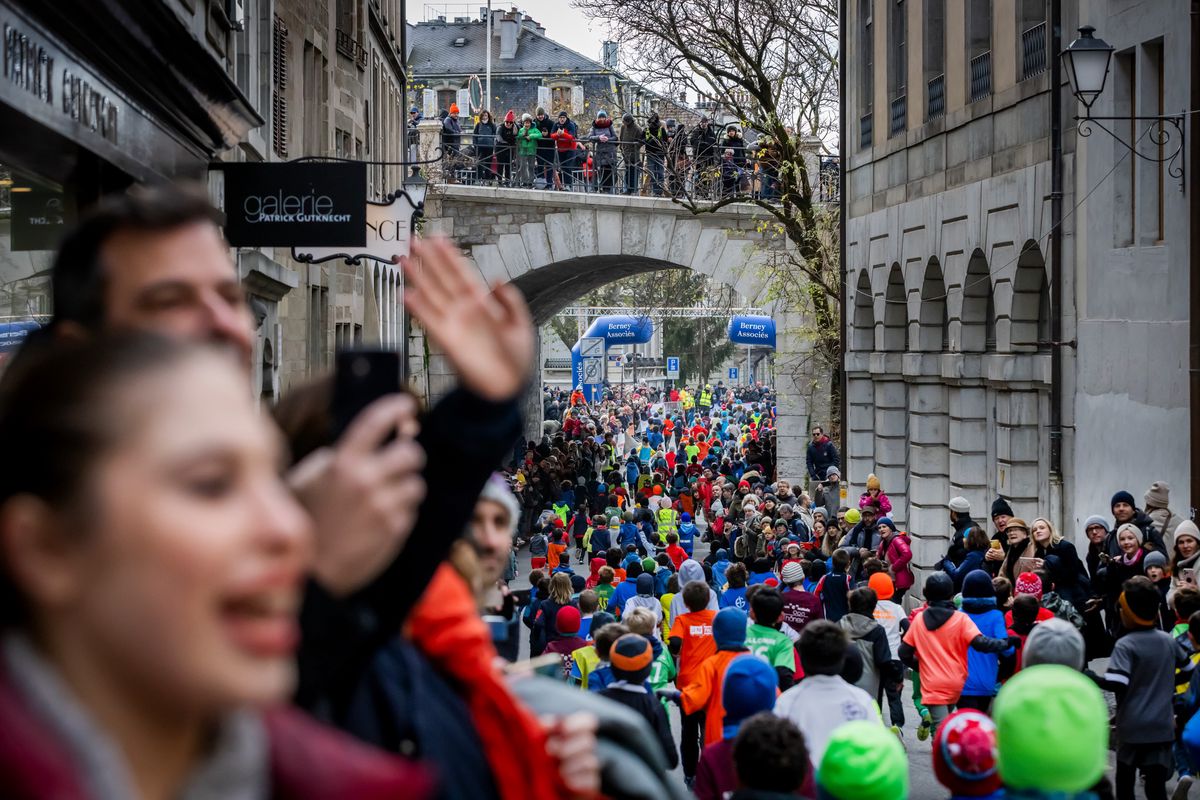 Geneve, le 3 decembre 2023. Ambiance lorsque des course pour les enfants, lors cède la course de l Escalade. © Magali Girardin