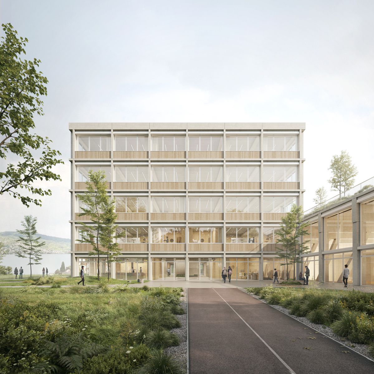Projekt Neubau Schulhaus Berghalden Rainweg in Horgen. Siegerprojekt der Firma HRS Real Estate, September 2023
