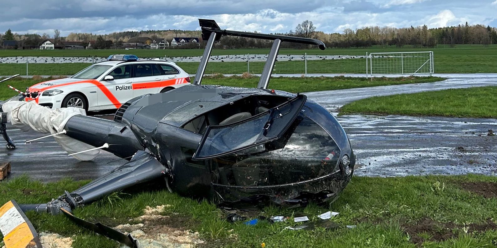 Un hélicoptère accidenté en Suisse.