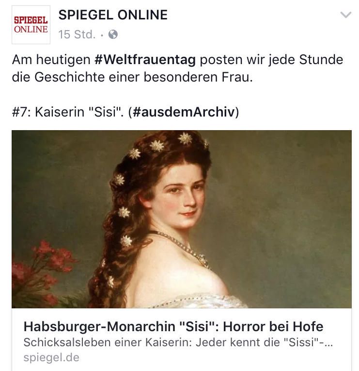 «Spiegel Online» veröffentlichte im Stundentakt Porträts berühmter Frauen.