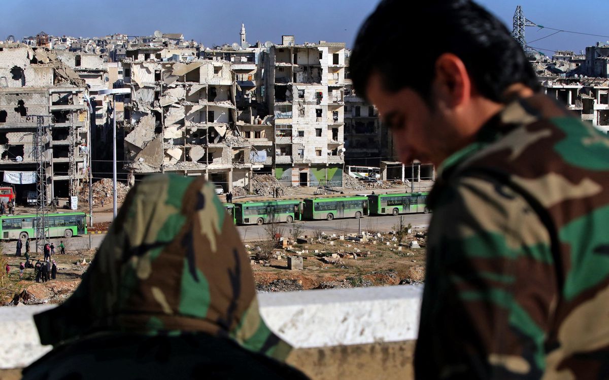 La ville d’Alep, en Syrie (ici en décembre 2016), où se déroule la pièce de théâtre contestée.