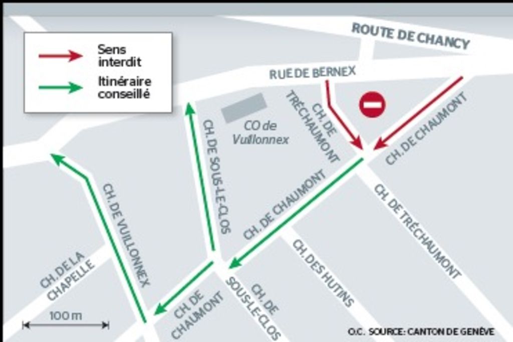 Accès fermé à la route de Chancy pour l’onde verte