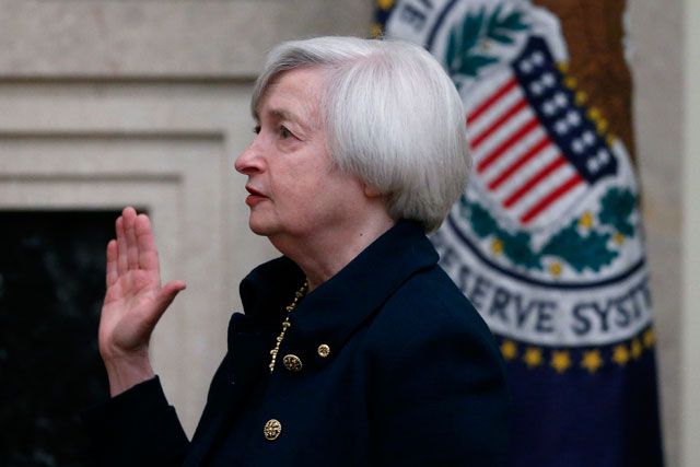 Janet Yellen lors de sa prestation de serment.