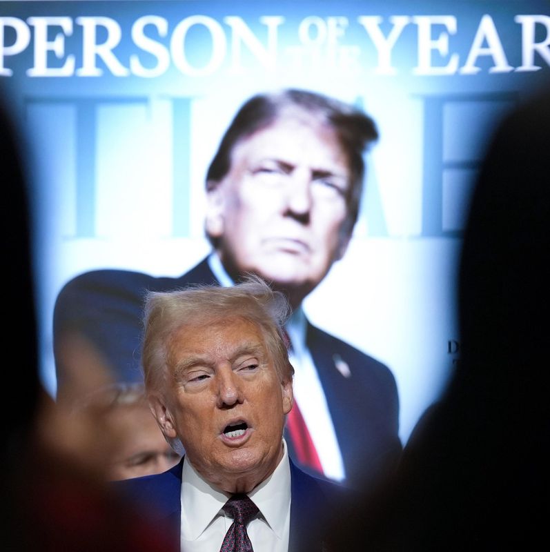FILE - President-elect Donald Trump speaks during a Time magazine Person of the Year event at the New York Stock Exchange, Thursday, Dec. 12, 2024, in New York. (AP Photo/Alex Brandon, File)
Donald Trump