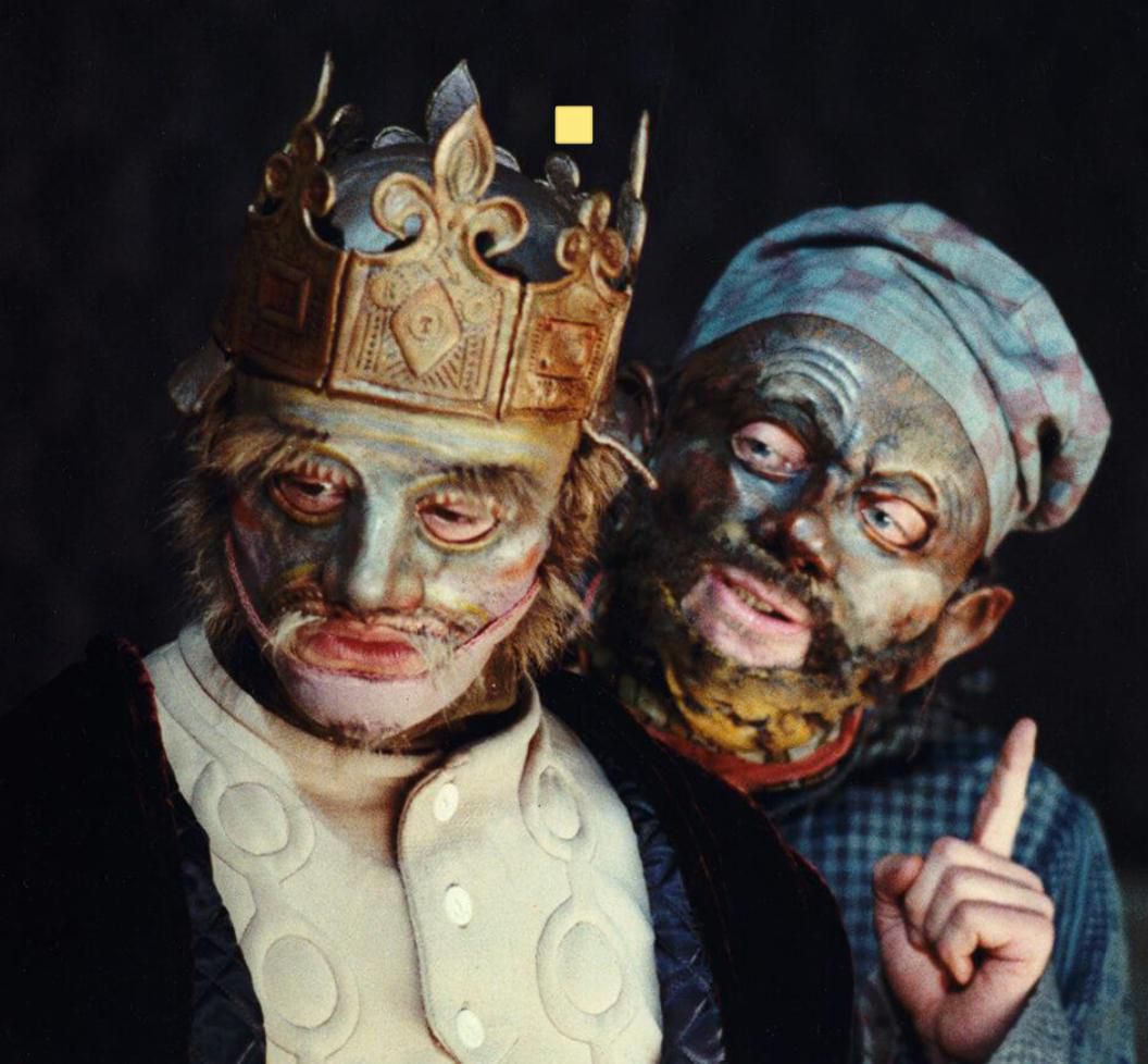 Carlo Brandt (à gauche) dans le rôle de Tartaglia, dans «L’Oiseau Vert» mis en scène par Benno Besson en 1982.