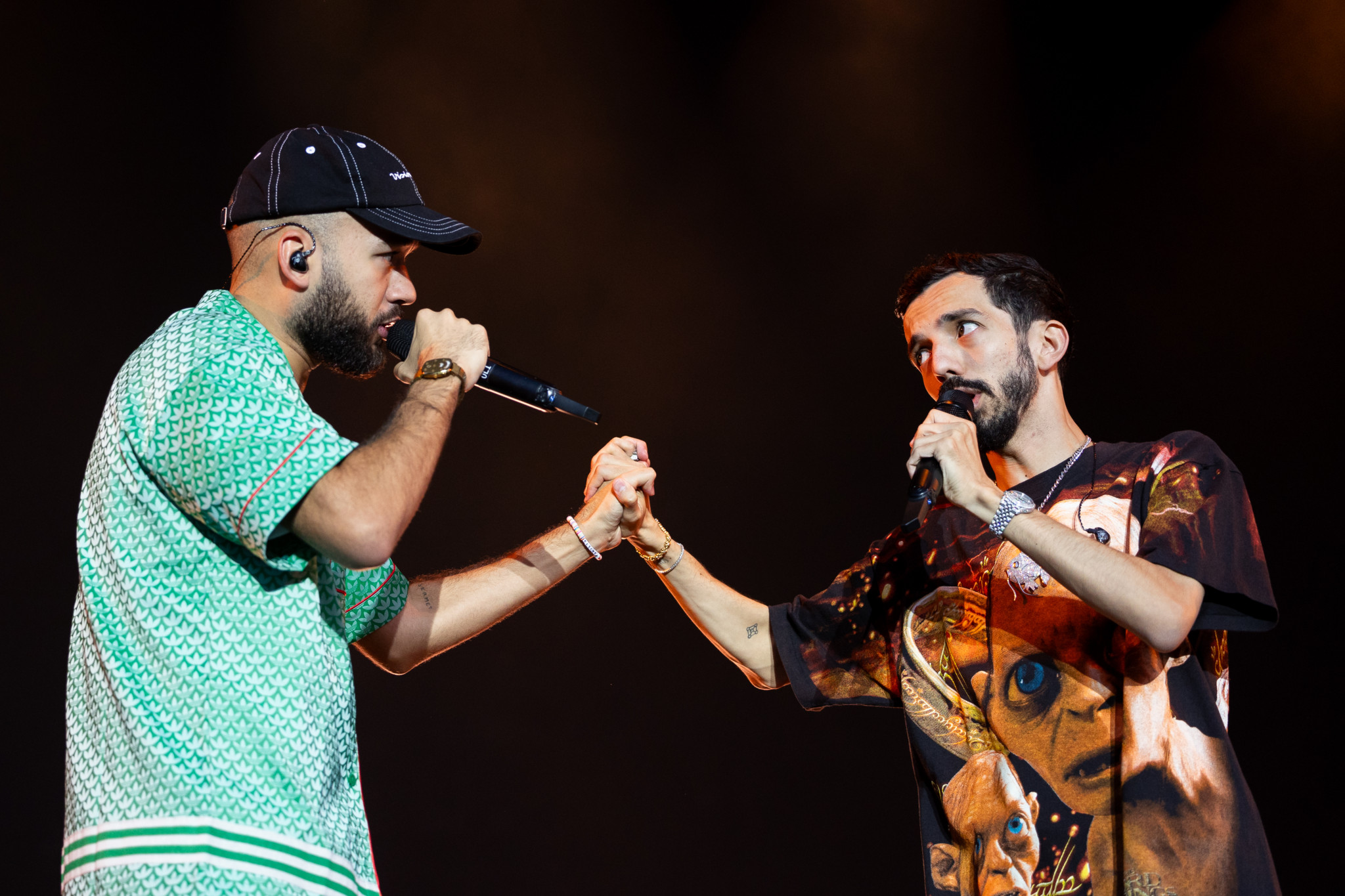 Olivio Ordonez alias Oli, Florian Ordonez alias Bigflo, pendant le concert de Bigflo & Oli sur la Grande Scene, durant le paleo festival 2023, le vendredi 21 juillet 2023 sur la Plaine de l'Asse, a Nyon (Bastien Gallay / GallayPhoto)