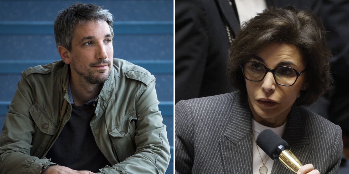 L'humoriste Guillaume Meurice et Rachida Dati, ministre de la culture en France.