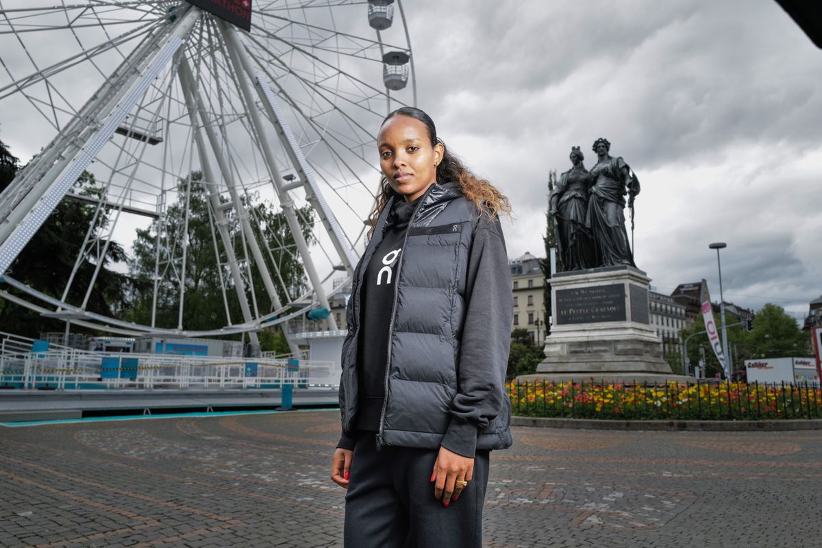 Genève 03/05/2024Helen Bekele, qui vient de recevoir son passeport suisse et qui va aller aux JO de Paris pour le Marathon.. 