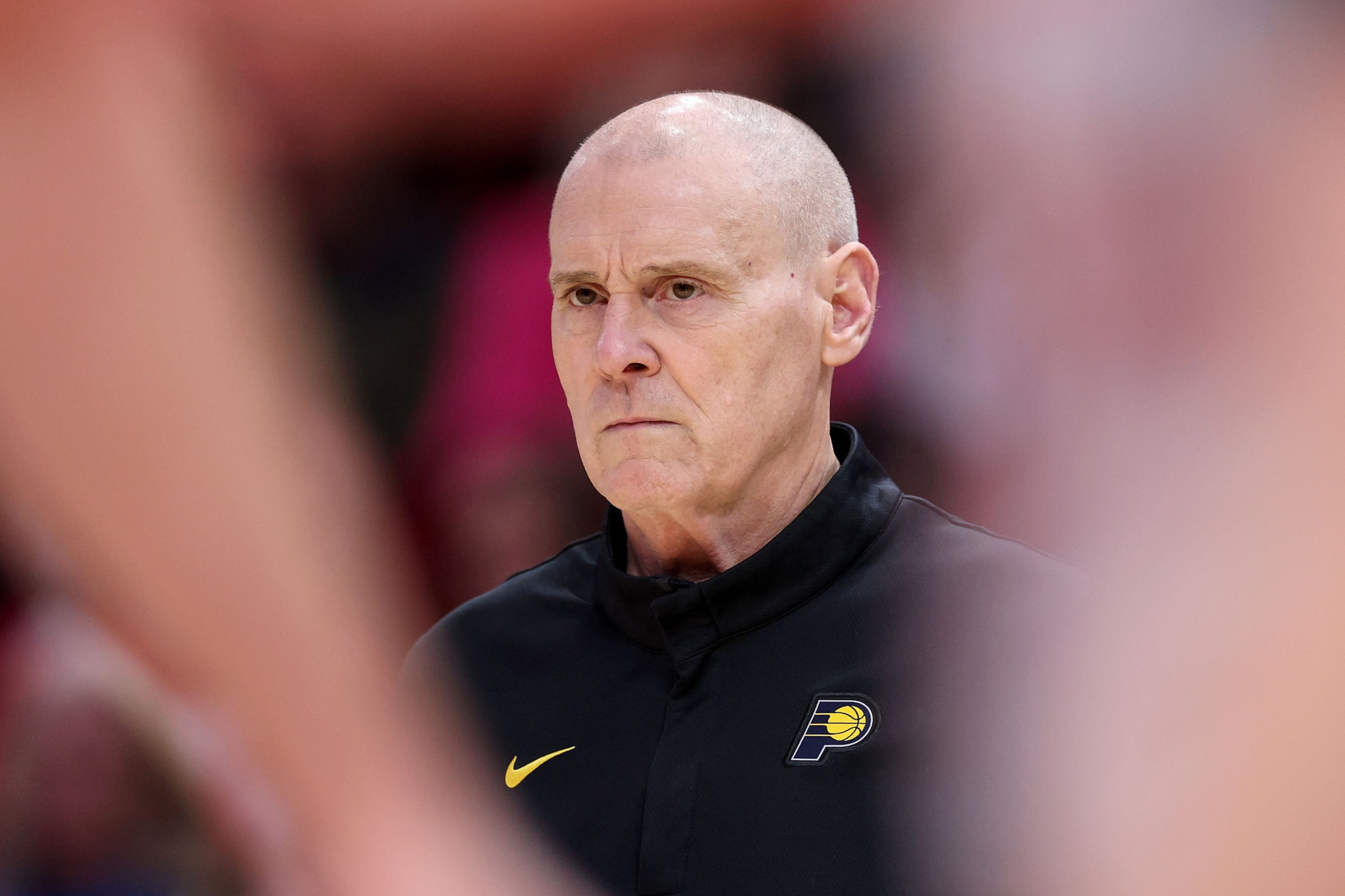 Indiana Pacers head coach Rick Carlisle looks focused during the first half of the game against the Houston Rockets at Toyota Center Arena, Houston, Texas, on December 29, 2025.