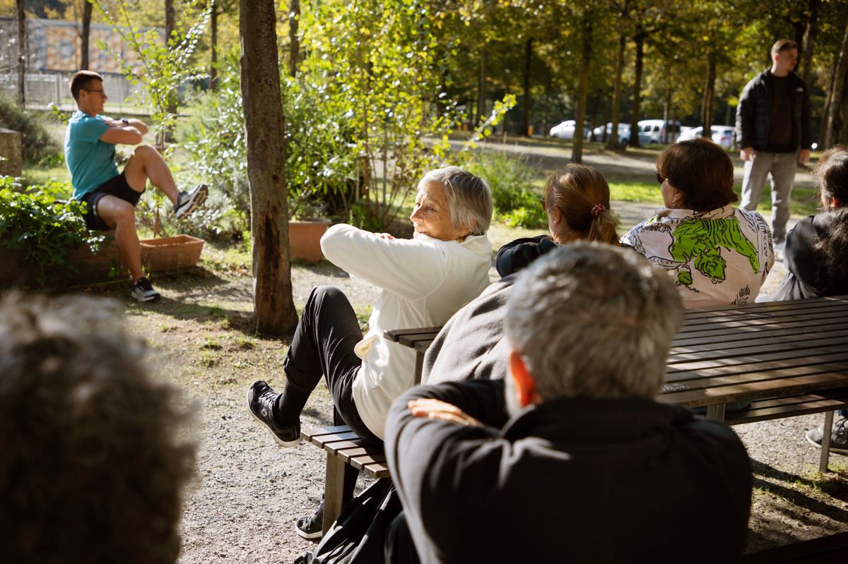 Genève le 10.09.2024, Parc Baud Bovy, "Restons dynamique", des séances d'exercice pour les aînées sont proposé par la Ville de Genève, Christine © Georges Cabrera